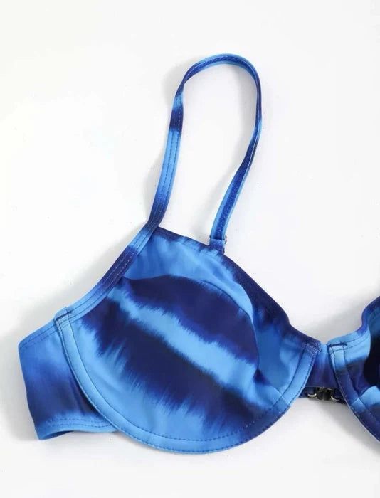 Special Dyed Blue Three Piece Bikini Set