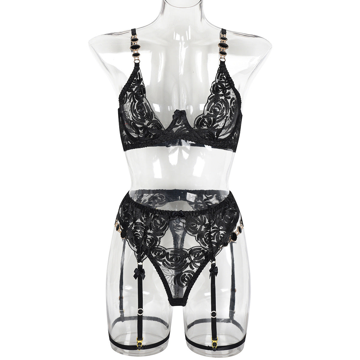 Beaded 3 Piece Lingerie Set