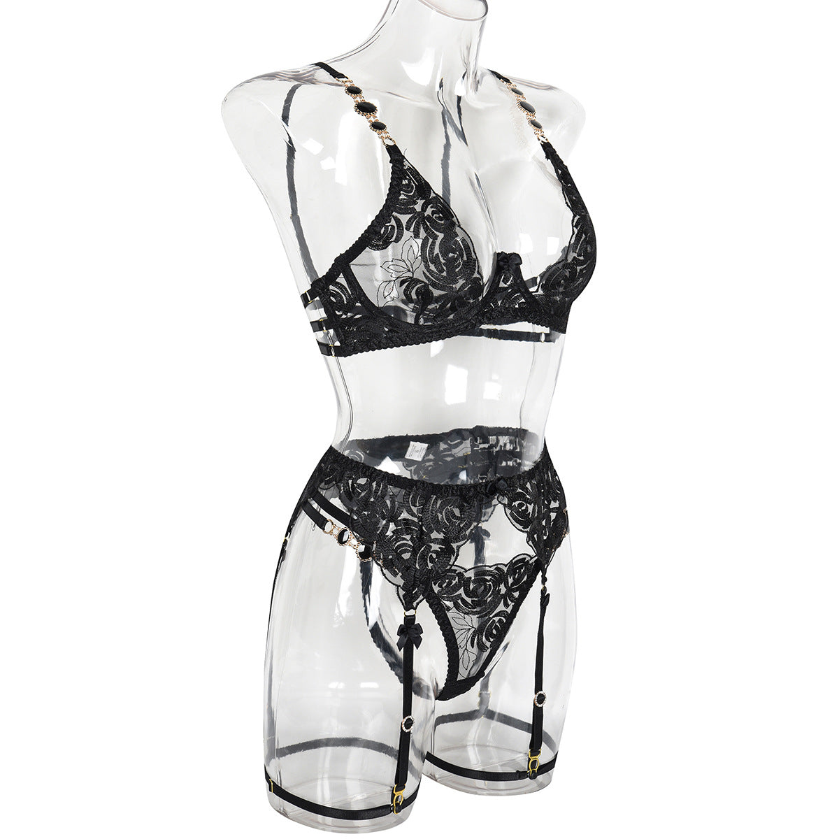 Beaded 3 Piece Lingerie Set
