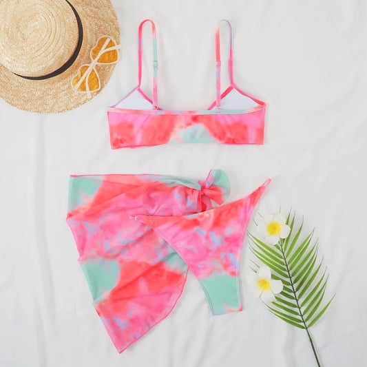 Tie Dye printed Hollow Three Piece Suit