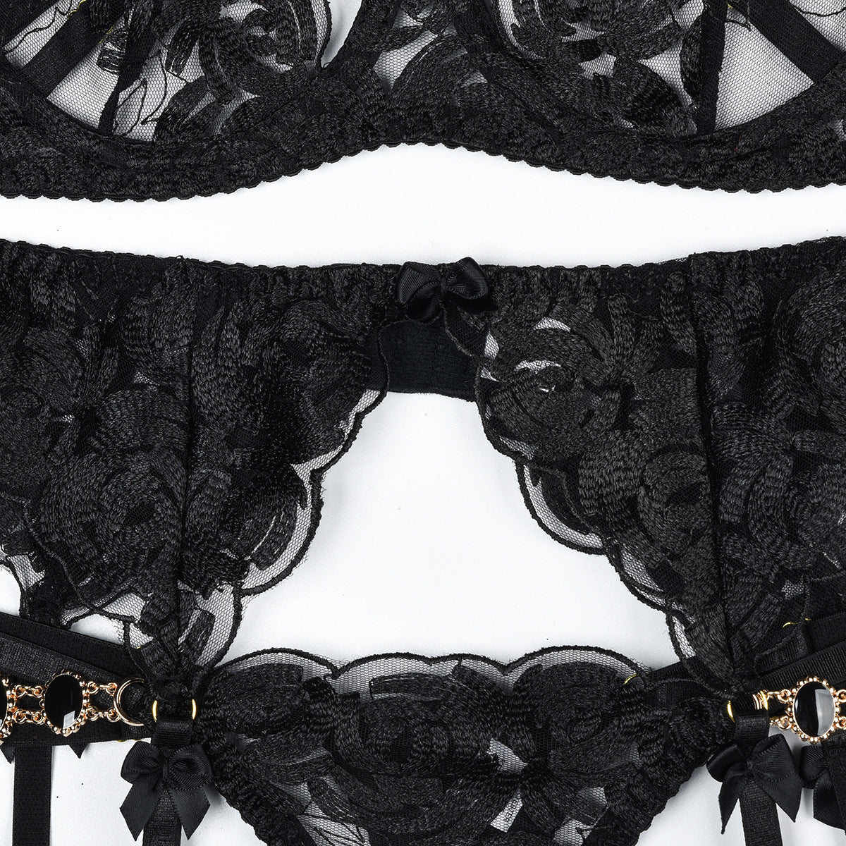 Beaded 3 Piece Lingerie Set