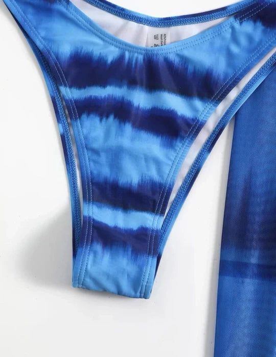 Special Dyed Blue Three Piece Bikini Set