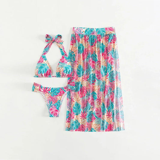 High Slit Printed Three-Piece Suit