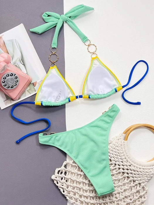 Split Swimsuit Triangle Bikini