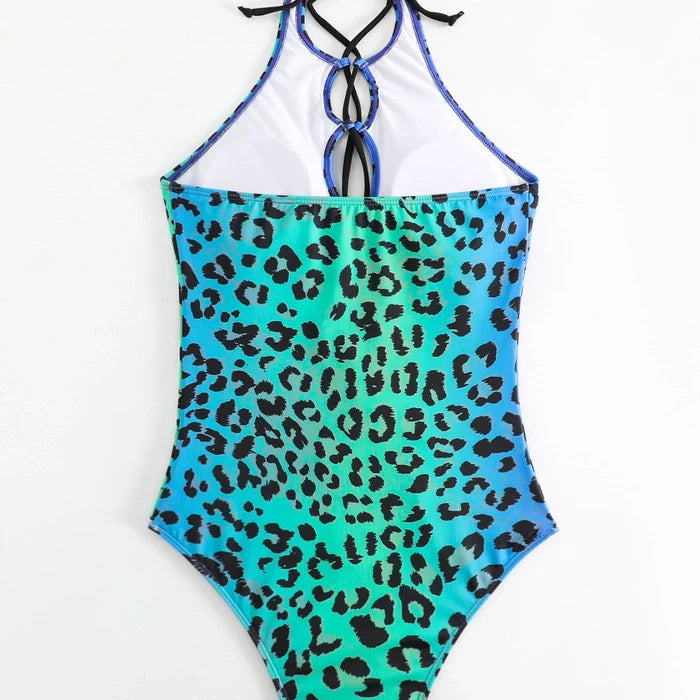 Leopard Pattern Hollow Bandage One Piece
