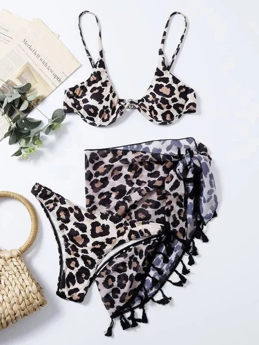 Leopard Print 3 Piece Steel Holder Suit