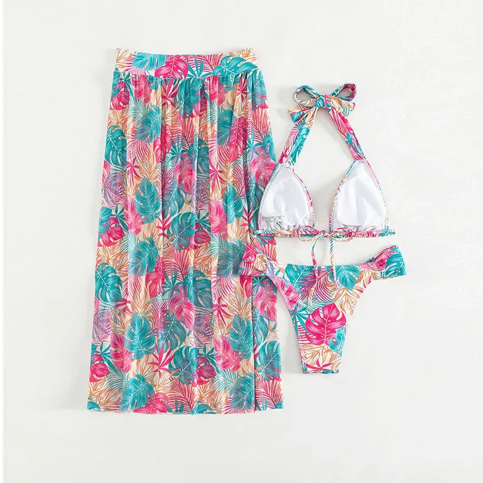 High Slit Printed Three-Piece Suit