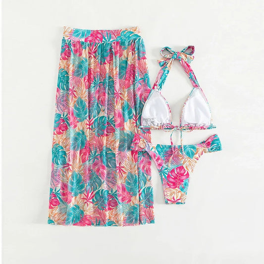 High Slit Printed Three-Piece Suit