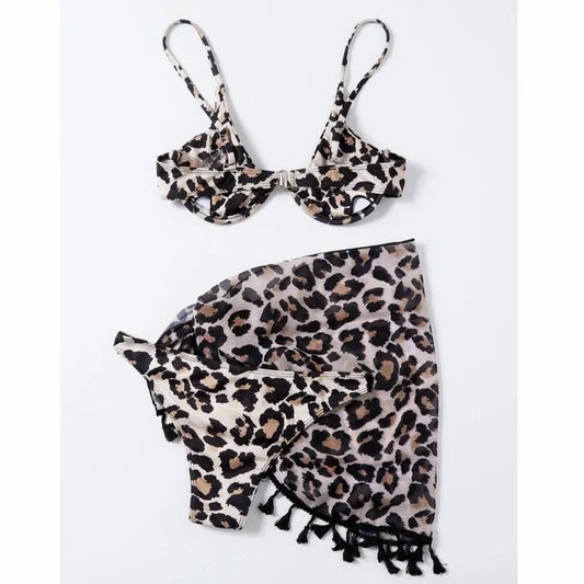 Leopard Print 3 Piece Steel Holder Suit