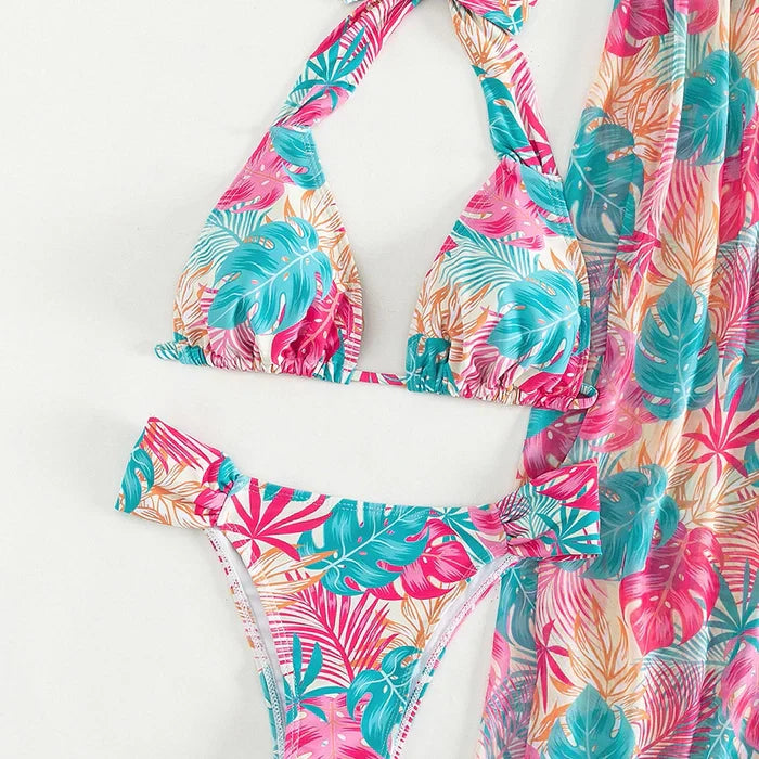 High Slit Printed Three-Piece Suit
