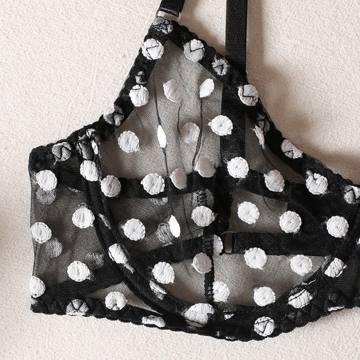 Polka Dot Three Piece Lingerie Set