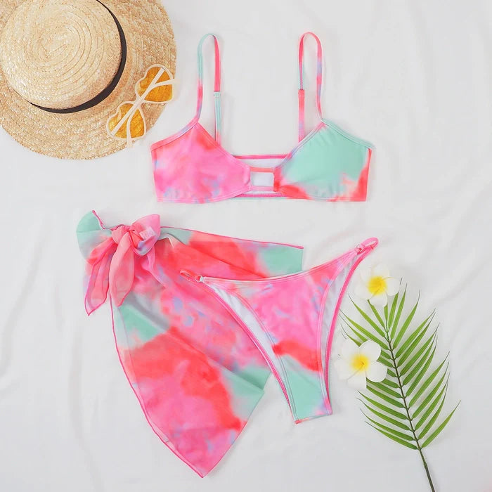 Tie Dye printed Hollow Three Piece Suit