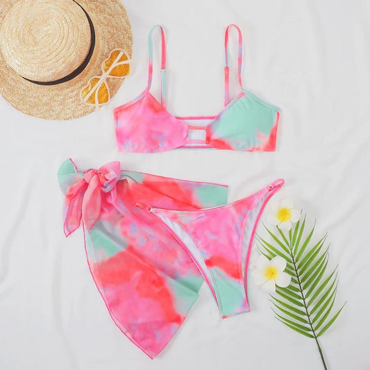 Tie Dye printed Hollow Three Piece Suit