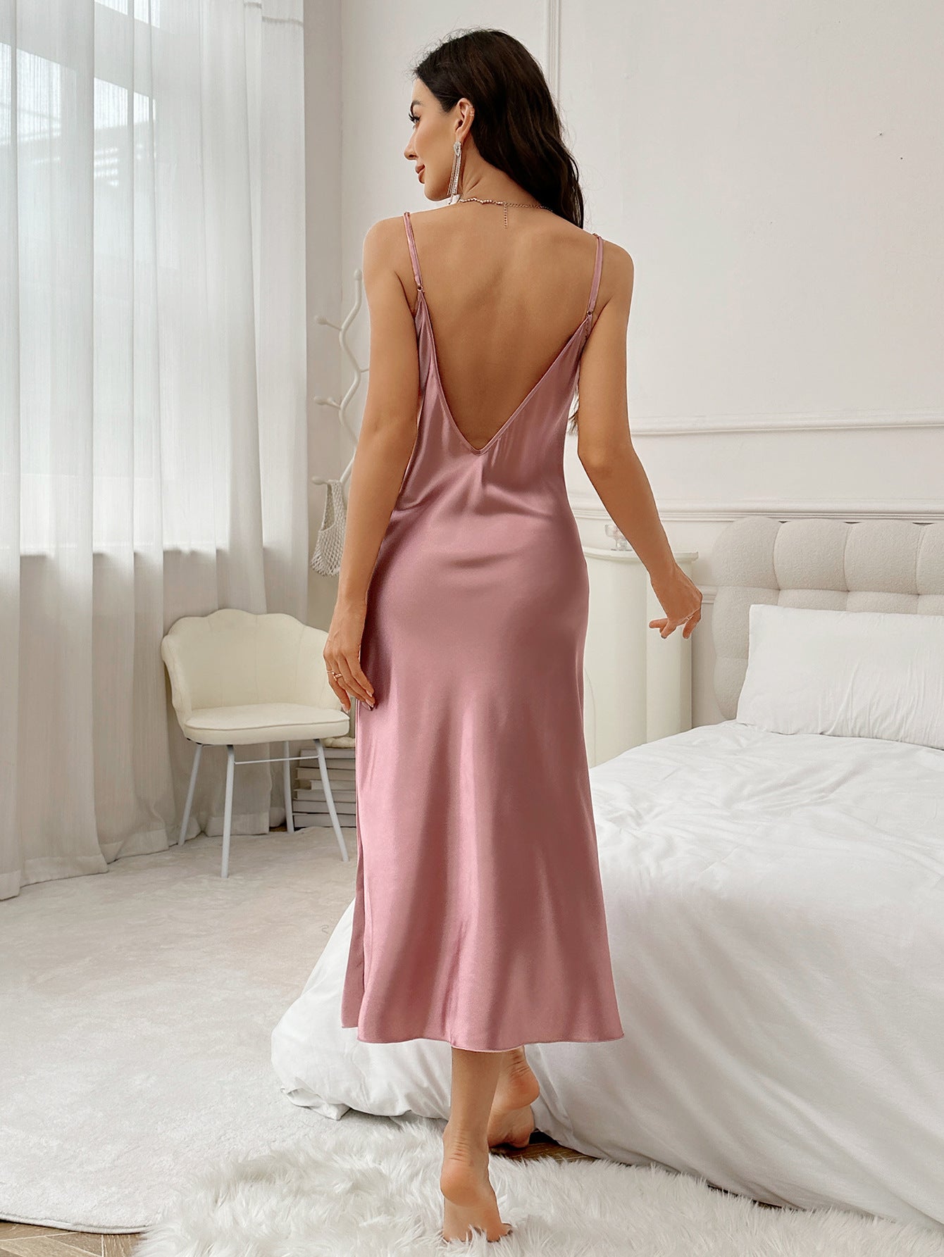 Thigh Slit Evening Slip Dress