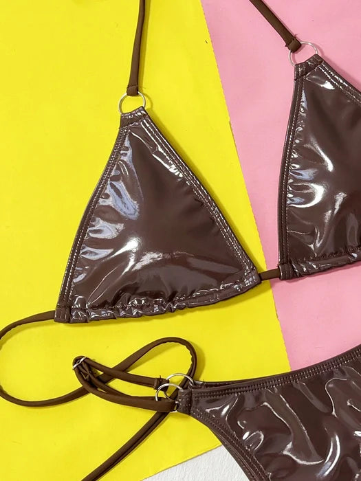 Statement Faux Leather Bikini