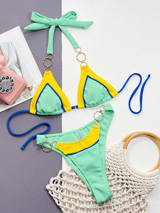 Split Swimsuit Triangle Bikini