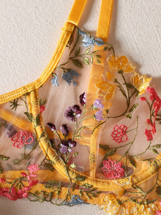 Embroidered Rush Two Piece Set/yellow