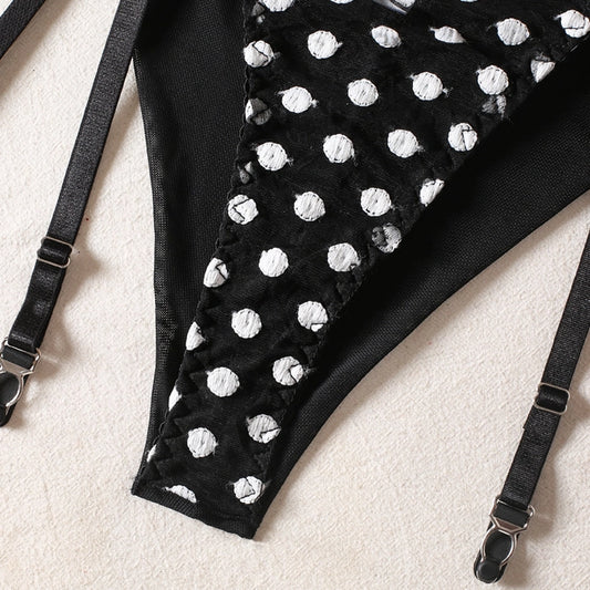 Polka Dot Three Piece Lingerie Set
